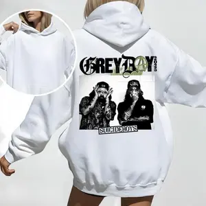 $UlClDEBOYS GreyDay 2025 Hoodie – Vintage Hip-Hop Graphic Pullover, $UlClDEBOYS Merch - Unisex Rapper Clothing Casual Menswear Womenswear Top