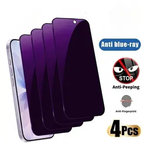 4-Pack Anti-Blue Light Privacy Tempered Glass Screen Protector, Protection, Accessories, Fits iPhone 17 Pro Max/17 Air/17 Pro/17/16/15/14/13/12/11, 9h Hardness