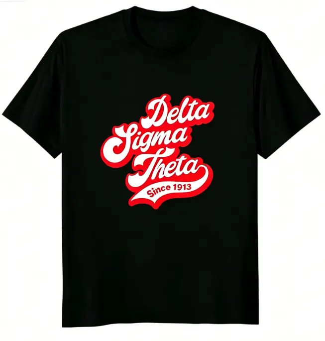Unisex 100%‑Cotton Delta Sigma Theta Sorority 1913 Retro Script Graphic Tee, Greek Life Casual Short‑Sleeve T‑Shirt