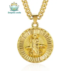 14K Gold San judas tadeo chain Jesus Necklace Virgin Mary Necklace