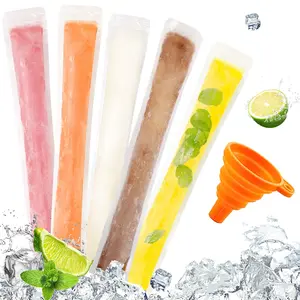50/100 Disposable Ice Popsicle Mold Bags, Freezer Tubes with Zip Seals, Healthy Snacks Yogurt Sticks Juice Fruit Smoothies, Includes Funnel