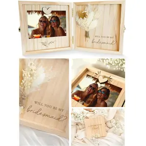 Bridesmaid proposal box - Will you be my bridesmaid   box - Bridesmaid proposal gifts - Wooden memory box 5.5 x 5.5 x 1.2 inch