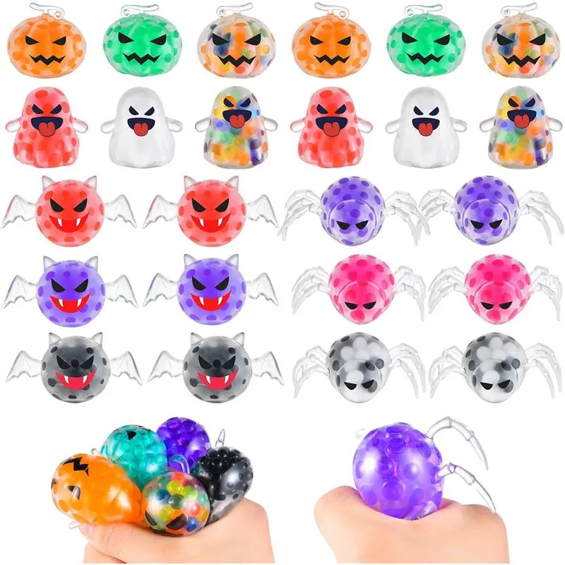 24Pack Halloween Mini Squeeze Balls Pumpkin Ghost Stress Ball Pack Perfect for Halloween Party Favors Halloween Treat Goody Bag Filler Gift