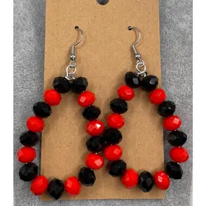 Crystal Beaded Earrings-Orange and Black