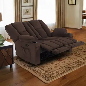 Power Reclining Loveseat with Heat and Massage, Fabric 6025