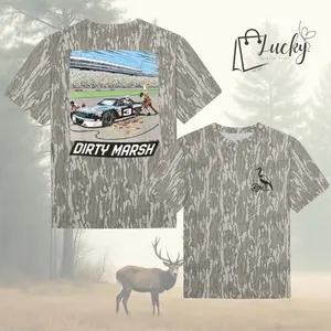 Pit Crew Tee Dirty Marsh Outfitters Bottomland Camo Backshore Mossy Oak T Shirt, 3D Camo Cotton Tee T Shirt, Western Rodeo Graphic Tee, Vintage Camo Cowboy Aesthetic, Country Streetwear for Men & Women Fabric