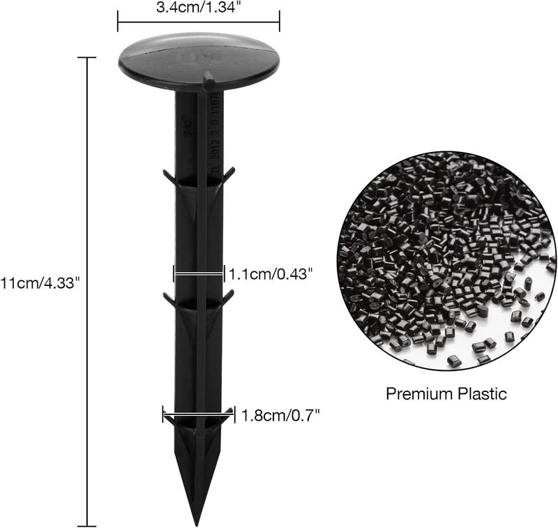 30 Pcs 4.3 inch Sturdy Plastic Stakes Anchors Rustproof for Holding Down Landscape Fabric Lawn Edging,Tents,Game Nets and Rain Tarps Black