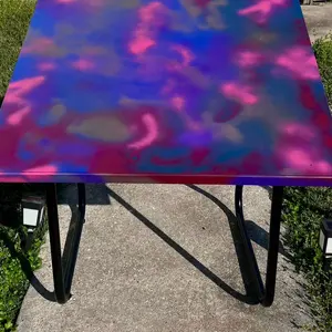 Whimsical Wonders: Furniture Colorized - one-of-a-kind Psychedelic Drafting Table - Hand crafted. “You Spilt Your Lava Lamp…” Square Extendable Assembled