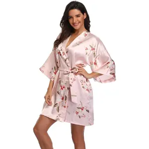 Women's Pure Short Silky Robes Bridesmaid Bride Party Satin Robes Sleepwear