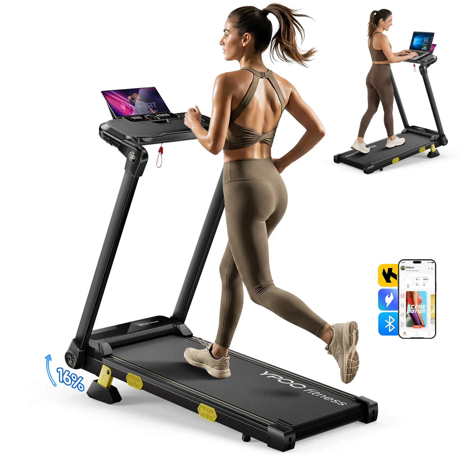 【Dealsforyou】YPOO 3-in-1 Walking pad, Lightweight UnderDeskWalking pad Treadmill,Removable tabletop,treadmill with desk300lbs Weight Capacity,Low-Noise Motor Walking Pad,withHandle, Remote Control & Wheels for Easy mobility, LEDDisplaytreadmills home