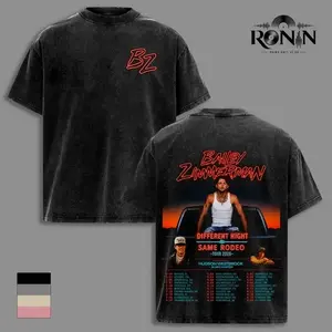 Bailey Zimmerman Different Night Same Rodeo Tour 2026 T Shirt Vintage Washed Country Music Graphic Tee Double Sided Heavyweight Cotton Oversized Unisex Apparel 4T9