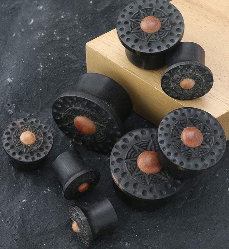 Red Sol Hammered Areng Wood Mayan Flare Plugs