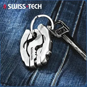 SWISS TECH 9 IN 1 Mini Multifunctional Pliers Pocket EDC Multitool Keychain Screwdriver Outdoor Hiking Gear Small Bottle Opener