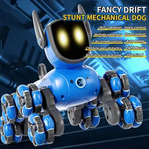 Mini Remote Control Smart Robot Dog, 2.4GHz Eight-Wheel Toy, 360° Rotation, Music & Lights, Educational Interactive Toy for Kids Ages 8-10