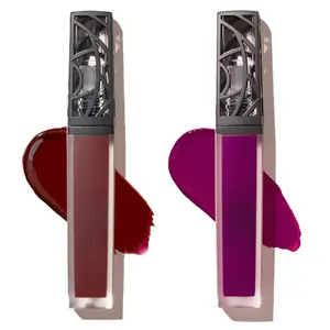 Liquid Matte Lipstick Set of 2 – Rebel (Deep Burgundy) & Prima Donna (Fuchsia Purple) – Long Lasting, Vegan, with Jojoba Oil & Vitamin E – 0.24 fl oz