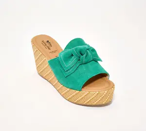 Spring Step Suede Wedge Sandals - Ellyn-Woven