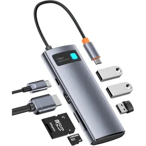 USB C to HDMI Adapter, 4K@60Hz USB C Docking Station, 7 in 1 USB C Hub with 3 USB-A, PD 100W, TF/SD Card Reader, Compatible for  15//////Steam Deck/Rog Ally