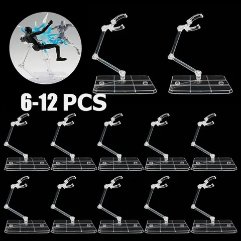 HG144 DIY Plastic Action Figure Display Holder Base - 6 Pcs Adjustable, Lightweight, Durable and Sturdy, Easy to Use Support Stand for 6-8 Inch Collectible Doll Models, Ideal for Collectors, Diorama Effects