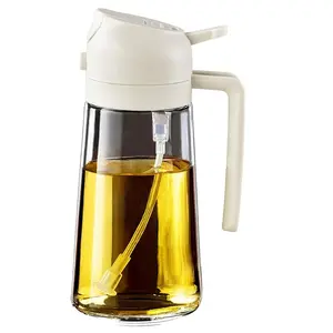 Oil Sprayer for Cooking 2 In 1,470ml Olive Oil Sprayer, Kitchen Oil Dispenser, Oil Dispenser Bottle Spray and Pour, Food-Grade Glass Oil Spray Bottle Mister Spritzer, Kitchenware