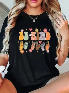 100% Cotton Be Kind American Sign Language ASL Teacher Kindness Groovy T-Shirt