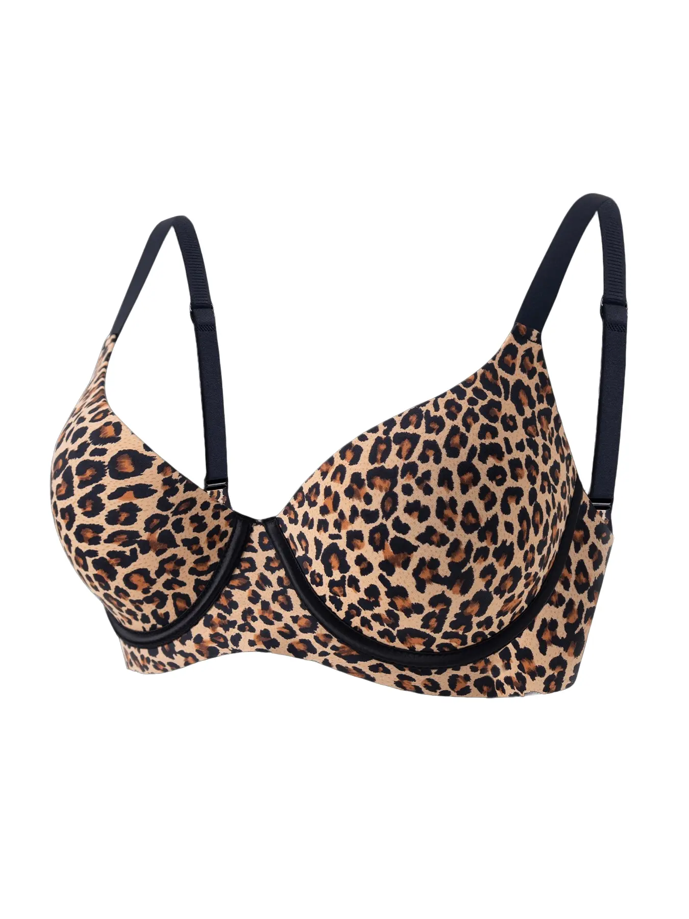 Tiger Print Seamless Jelly Bra, Demi Balconette Bra, Adjustable Straps & Steel Ring Medium Support, Comfortable Lift, Sexy Balconette Plunge, All Seasons, Unlined