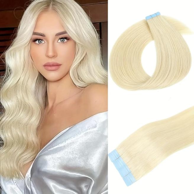 20Pcs 30g Seamless Tape-In Human Hair Extensions, Straight Skin Weft Remy Hair, Invisible & Natural Look, 12-28 Inch Lengths for Women
