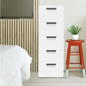 30cm Wide Plastic Cabinet Drawer Storage - 5-Layer 30x40x84cm White Toilet Balcony Shoe Cabinet