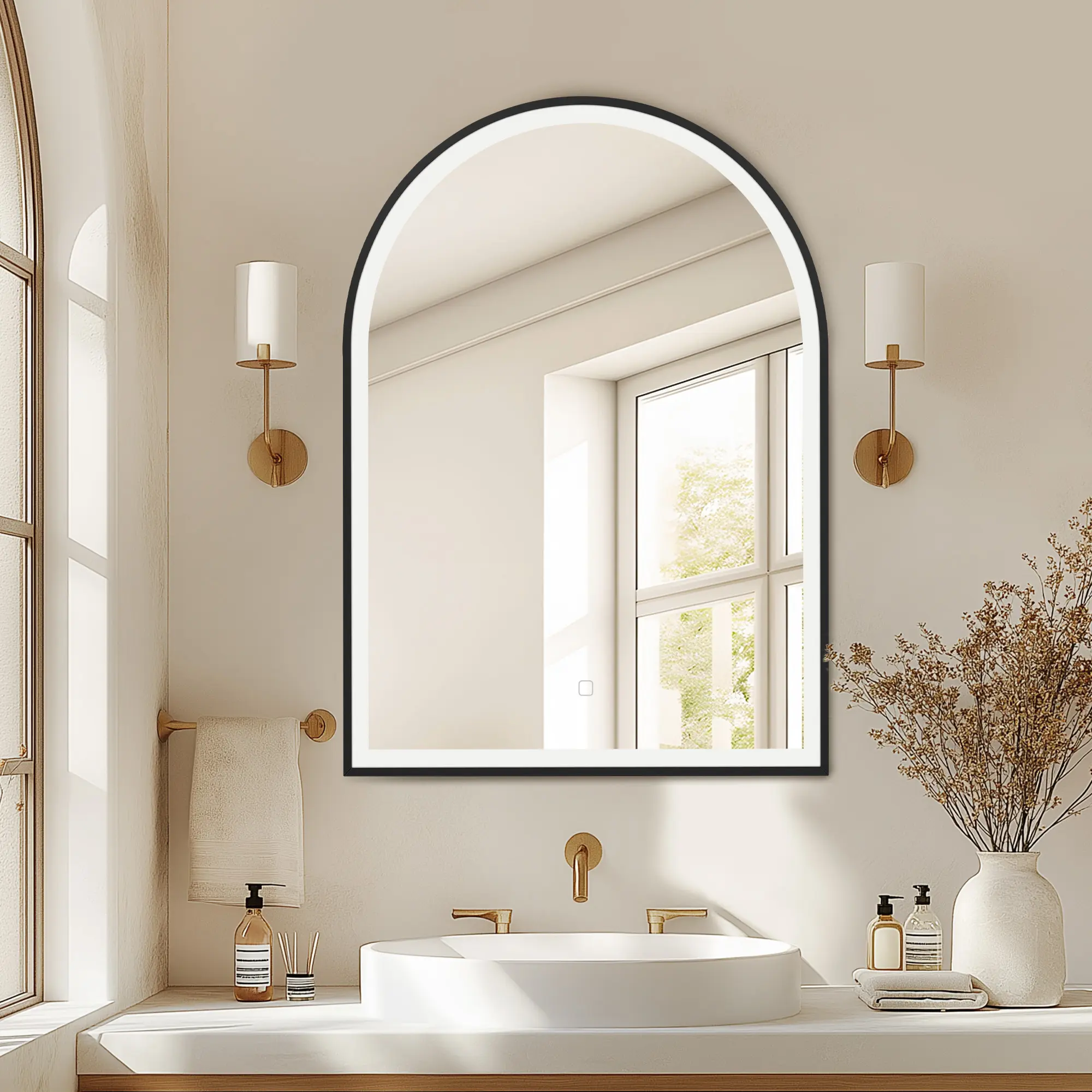 Nicole Selection LED Bathroom Mirror Cabinet - Anti-Fog, 3-Color Lighting, IP44 Waterproof, Aluminum Frame, Space-Saving & Easy Install