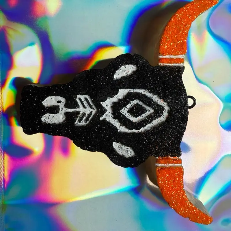 Cow Skull Freshie with Unique Design and Orange Accent Feature
