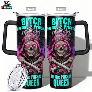 Stainless Steel Insulated Tumbler with Lid, 40oz 30oz 22oz 20oz 14oz, Double Wall Vacuum Insulated Water Bottle Hot Cold 24 Hours, Leakproof Travel Mug Gothic Skull Queen Gift for Women Men Kids, Insulated Flask Insulated Travel Drinkware
