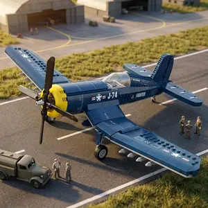 Retro Revival F4U Pirate Fighter Building Set J-74 Iconic Inverted Sea Gull Wing Rich Details CollectibleBuildingSet ToyCollector Construction Model Rocket Model Kit collectable toys fun gifts