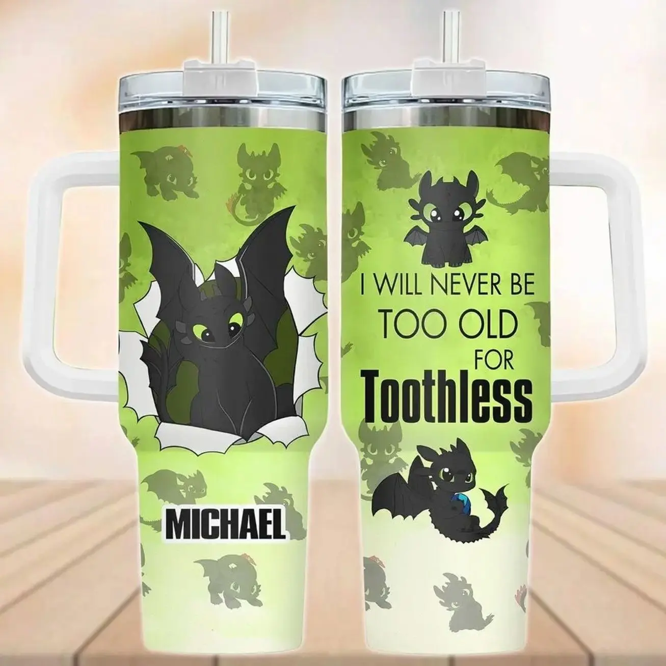 Night Fury Toothless Custom Tumbler 40oz, Cute Dragon Drinkware Tumbler, How To Train Dragon Tumbler, Funny Cartoon Tumbler Cup
