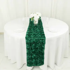 Rosette Satin Table Runner 14"x108" Hunter Emerald Green - Grandiose Fabric Table Decor
