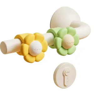 2-Pack Flower Door Handle Cushions, Silent Impact Protection, Thick Silicone, Home Use, Ideal for Rentals and Students