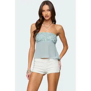 Beadie Sheer Chiffon Strapless Top
