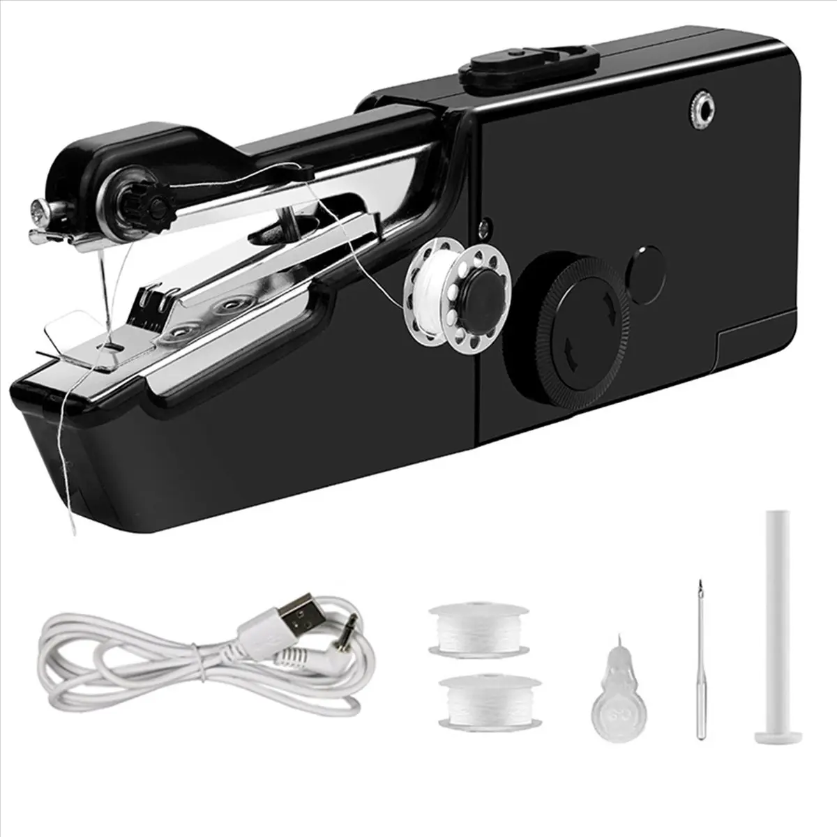 Household Sewing Machine Set - 2X USB Powered Accessories, AA Travel Power, Multifunctional Home Sewing, Lightweight Cordless Handheld Portable, Denim Repair Ready, Beginner-Friendly Home Kit for Quick Repairs