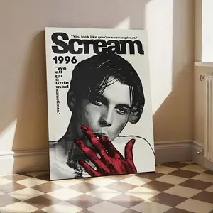 90s scream posters, Billy Loomis retro posters, minimalist wall art, decorative art for movie lovers.