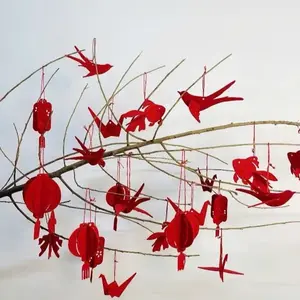 2026 Tet Red Mixing Hanging Birth Fish Lantern 17pcs Festive Decorations for Home and Party