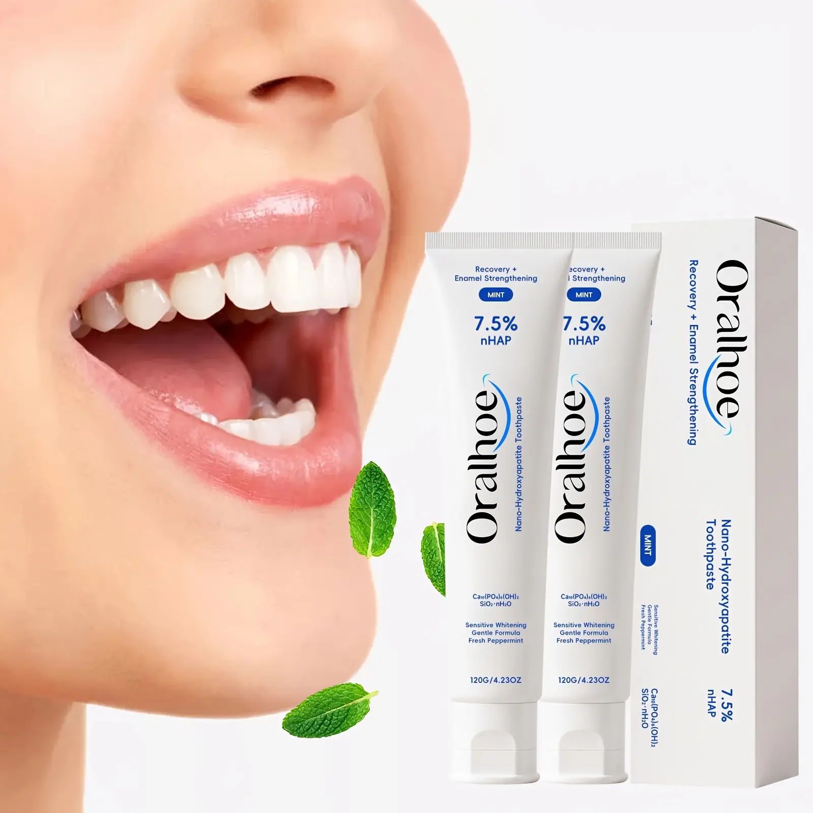 2pcs X 120G, 2-Tube Hydroxyapatite Toothpaste, -Free Remineralizing Formula, Contains Menthol, Deep Cleaning And Teeth, Fresh Breath, Basic Oral Care, Suitable for Everyone, Ideal Gift for Men And Women During Holidays