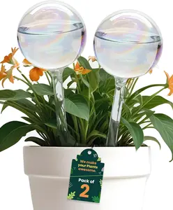 2 Pack Self Watering Plant Globes | Iridescent Glass Plant Watering Bulbs for Indoor Houseplants