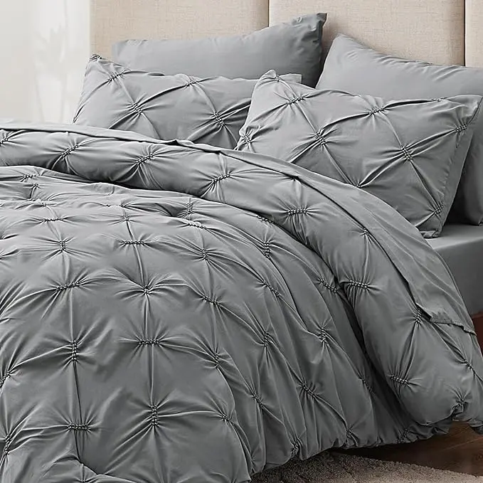 CozyLux King Bed in a Bag 7-Pieces Comforter Sets with Comforter and Sheets Dark Grey All Season Bedding Sets with Comforter, Pillow Shams, Flat Sheet, Fitted Sheet and Pillowcases