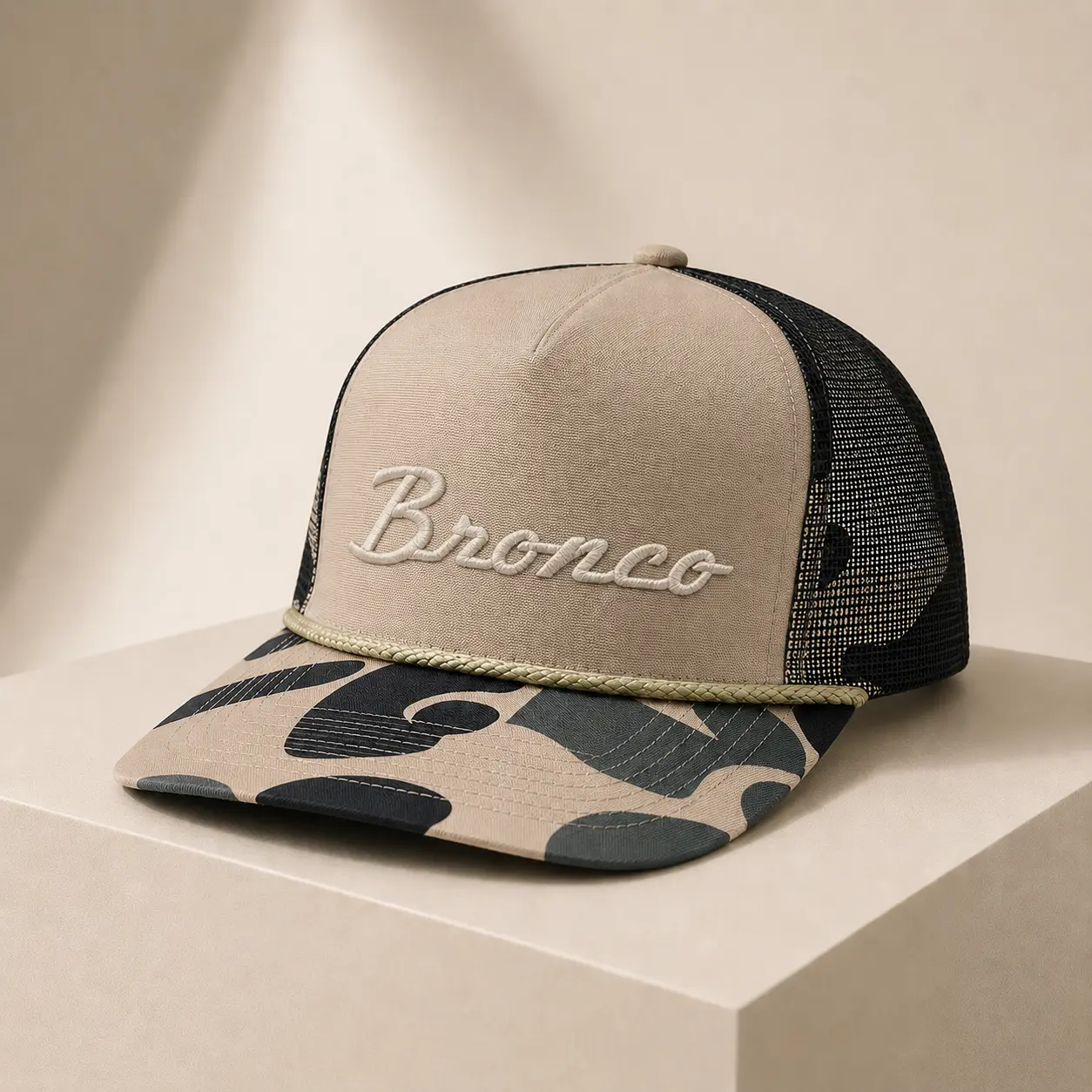 Vintage Foam Front Trucker Hat Woodland Camo Streetwear Cap