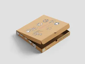 Customizable Brown Edge Pizza Box | for Gifts and Events and Occasion