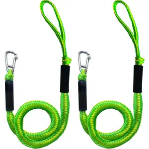 4FT Boat Bungee Dock Line Marine Rope 2-Pack for Docking with 316 Stainless Steel Clip Boat Accessory for Jet Ski, Kayak, Pontoon, Watercraft, PWC, Seadoo, Wave Runner, Canoe, Power Boat