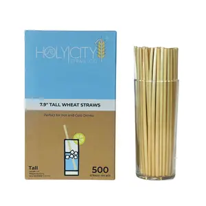 Holy City Straw Co. Tall Wheat Straws | 100-12000ct. | 7.75" | 100% Plant-Based, Never Soggy, Gluten-Free | Sustainable Alternative to Plastic Straws