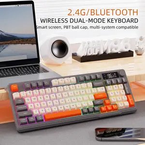 M96 Wireless Bluetooth-compatible Dual-Mode Mechanical Keyboard Pbt Keycaps with Display Knob, Gaming Keyboard for Enhanced Typing Experience