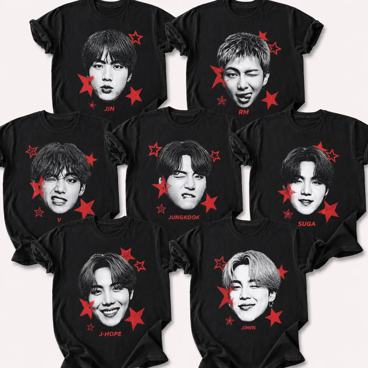 Comfort Colors Vintage  Bangtan Halftone Star Shirt, Retro Music Gifts Retro Kpop Fan Gifts for Fan, Army Shirt
