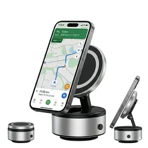 ZHENL Electric Vacuum Suction MagSafe Phone Mount, Smart One-Touch Adsorption Car Holder, 360° Rotatable Zinc Alloy Stand for Car Dashboard, Mirror, Glass & Wall, Signal-Friendly for iPhone 16/15/14 & More