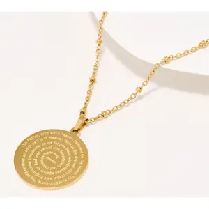 My Saint My Hero Lord's Prayer Medallion Necklace My Saint My Hero Lord's Prayer Medallion Necklace