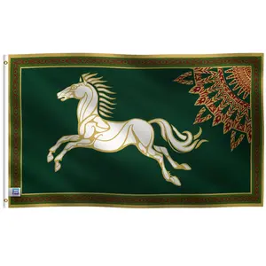 LOTR Rohan Horse Flag - 100% Polyester w/ Brass Grommets - Indoor / Outdoor